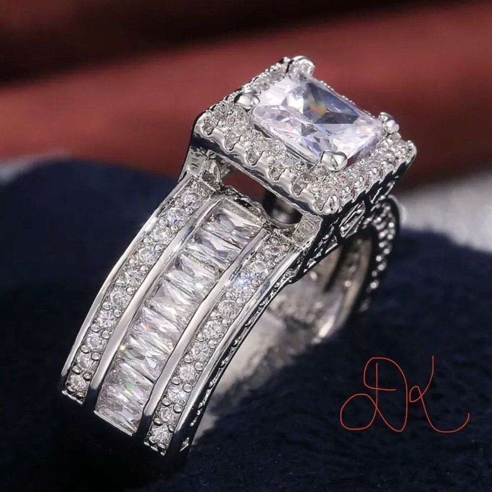 925 WEDDING RING BRIDAL RING ENGAGMENT RING - Picture 8 of 10